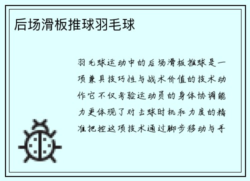 后场滑板推球羽毛球